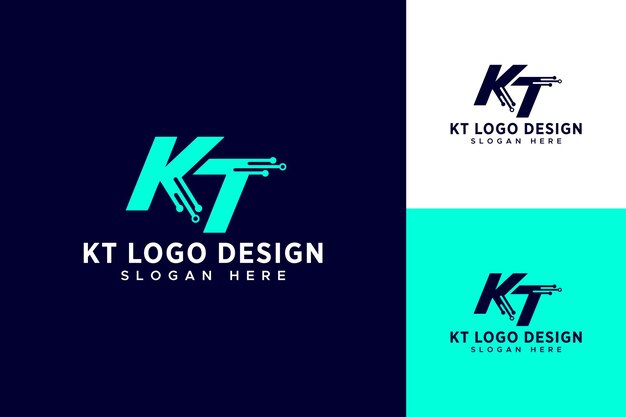 plantilla de diseño de logotipo de monograma de tecnología KT