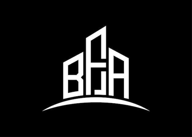plantilla de diseño de logotipo de monograma vectorial de construcción de letras Building Shape Logotipo BFA