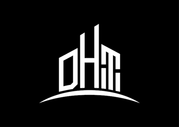 La plantilla de diseño del logotipo del monograma vectorial de construcción de letras DHT.