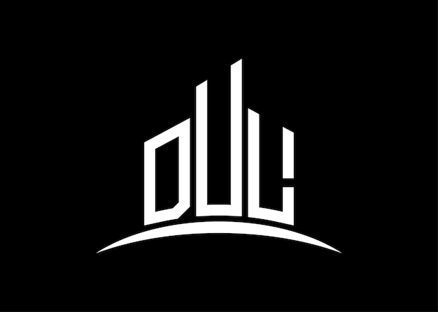 Plantilla de diseño de logotipo de monograma vectorial de construcción de letras DUL Edificio Forma logotipo DUL