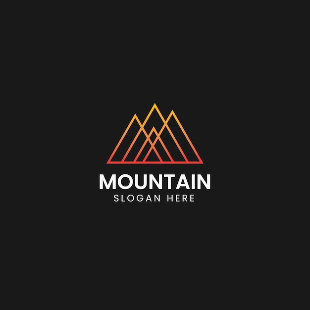 Vector plantilla de diseño de logotipo de montaña de línea limpia moderna minimalista con degradado