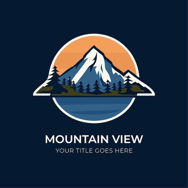 Plantilla de diseño de logotipo de montaña natural