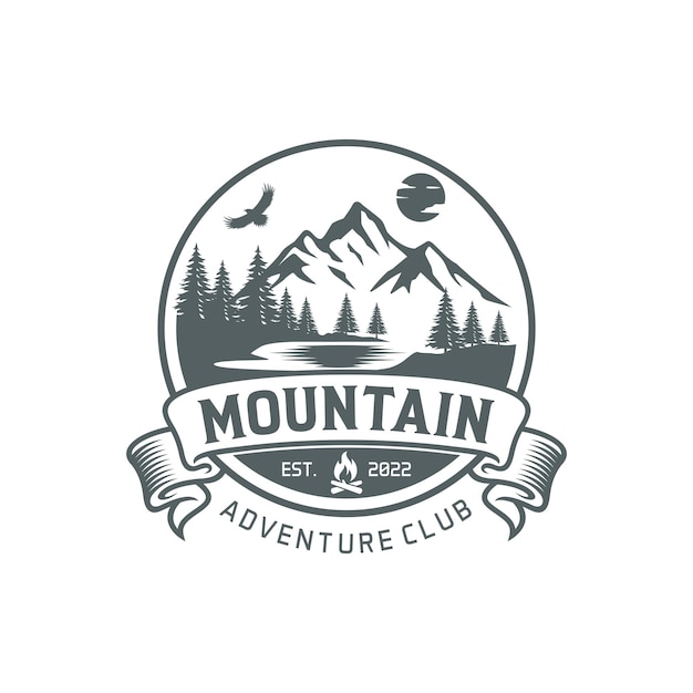 Plantilla de diseño de logotipo de montaña vintage