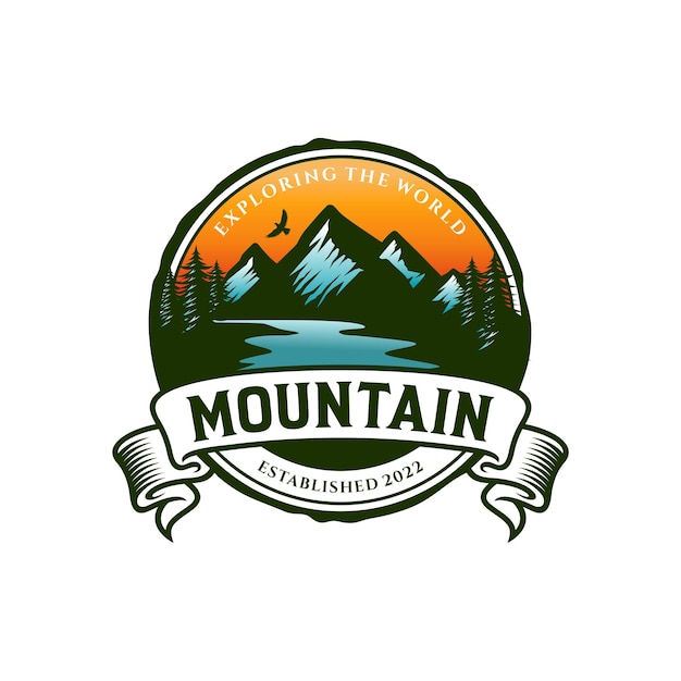 Plantilla de diseño de logotipo de montaña vintage