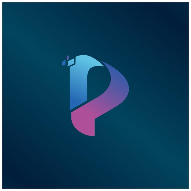 plantilla de diseño de logotipo de movimiento de píxeles de la letra P