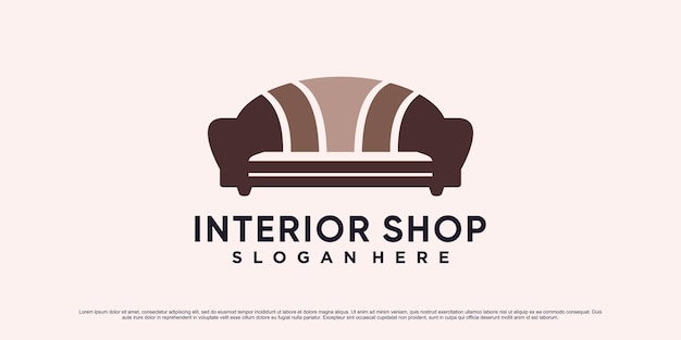 Plantilla de diseño de logotipo de muebles para negocios de interiores con icono de sofá y concepto creativo