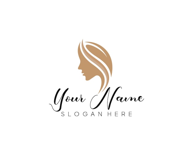 Plantilla de diseño de logotipo de mujer hermosa natural