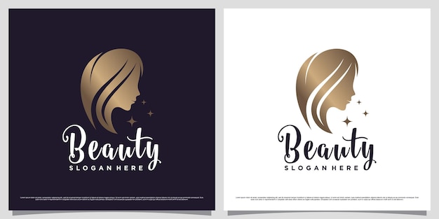 Plantilla de diseño de logotipo de mujeres de belleza para salón de belleza con concepto de estilo moderno