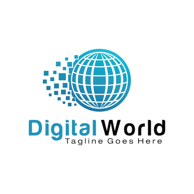 Plantilla de diseño de logotipo de mundo digital
