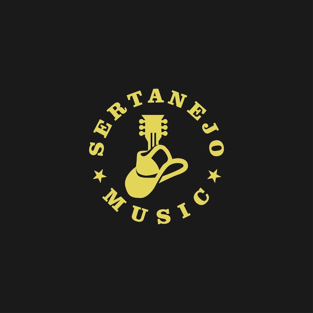 Plantilla de diseño de logotipo de música country de música sertanejo guitarra y sombrero de vaquero elemento de logotipo