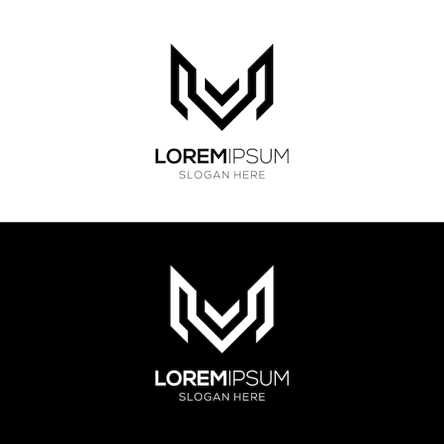 Plantilla de diseño de logotipo MV con letra elegante y sencilla para empresas modernas