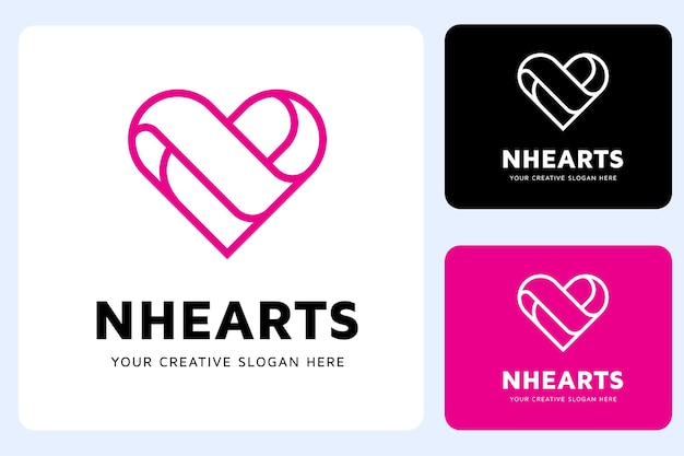 plantilla de diseño del logotipo N Heart