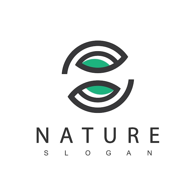 Plantilla de diseño de logotipo de naturaleza con icono de hoja de círculo