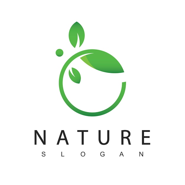 Plantilla de diseño de logotipo de naturaleza con símbolo de hoja de círculo
