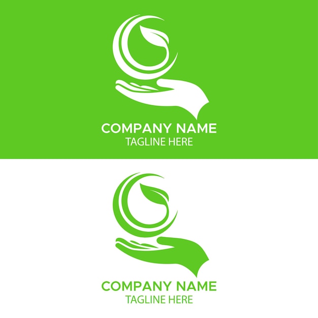 Plantilla de diseño de logotipo de la naturaleza verde y blanca
