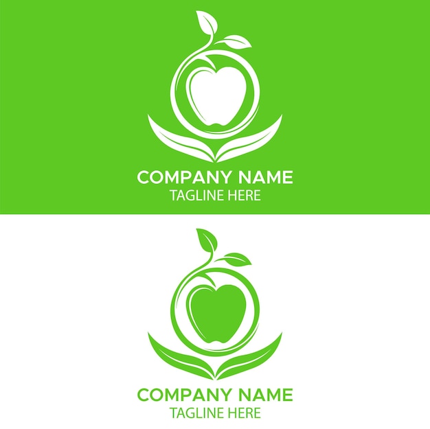 Plantilla de diseño de logotipo de la naturaleza verde y blanca