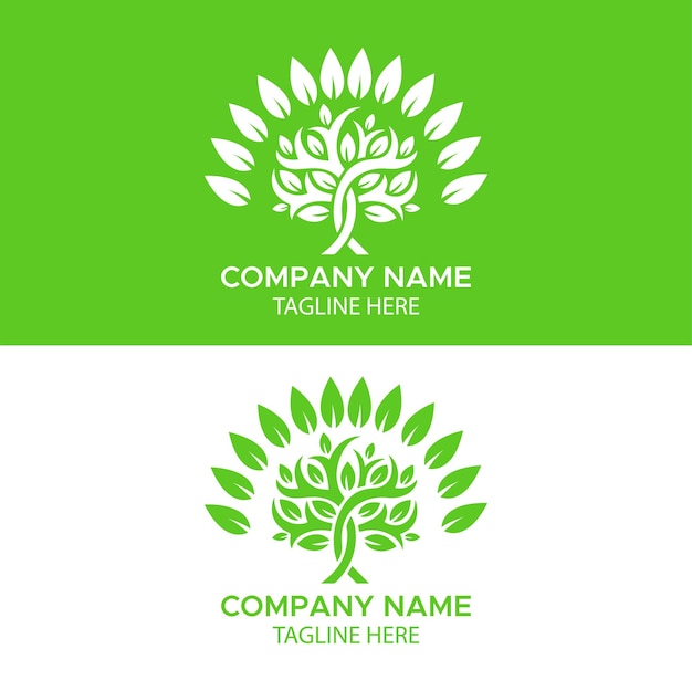 Plantilla de diseño de logotipo de la naturaleza verde y blanca