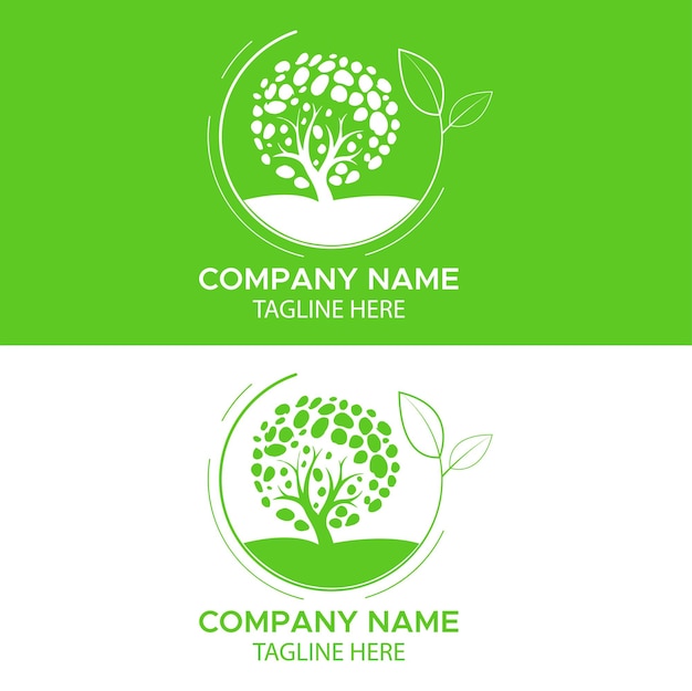 Plantilla de diseño de logotipo de la naturaleza verde y blanca
