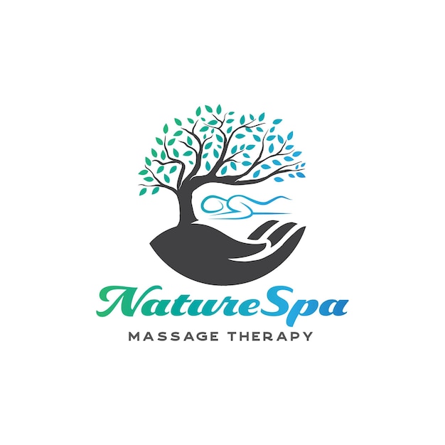 Plantilla de diseño de logotipo de nature spa message therapy