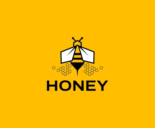 Plantilla de diseño de logotipo de negocio de abeja de miel simple