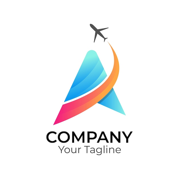 Una plantilla de diseño de logotipo de negocio de letras coloridas 3D de calidad minimalista moderna y abstracta