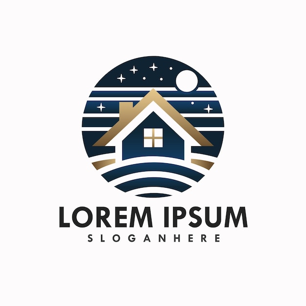 plantilla de diseño de logotipo de negocios inmobiliarios con gradiente de ilustración vectorial para la marca