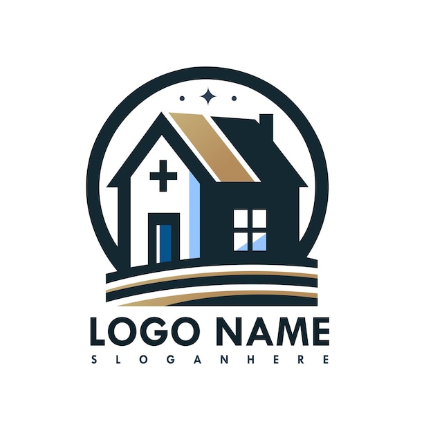 plantilla de diseño de logotipo de negocios inmobiliarios con gradiente de ilustración vectorial para la marca