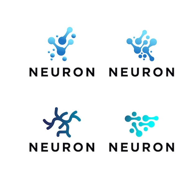 Plantilla de diseño de logotipo de neuron vector plano