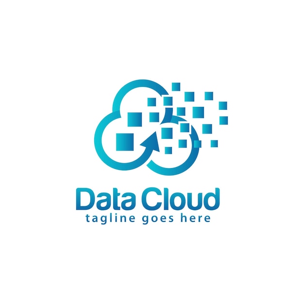 Vector plantilla de diseño de logotipo de nube de datos