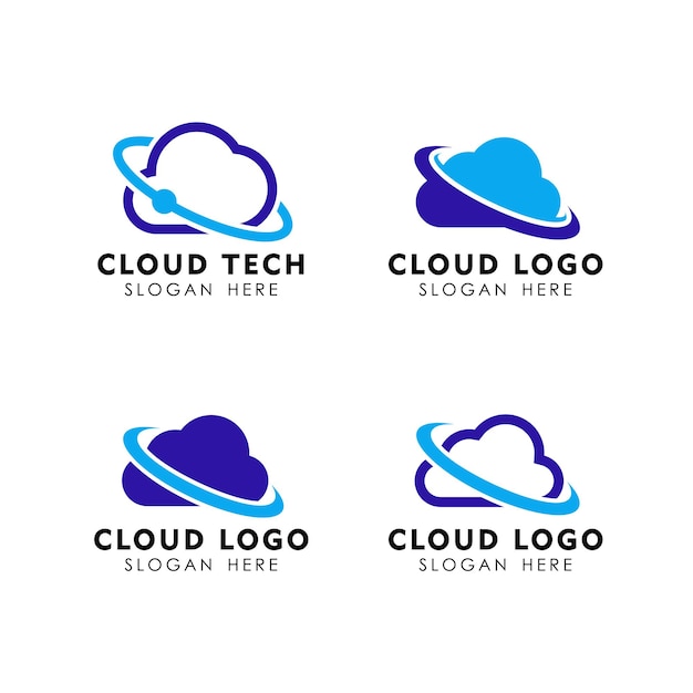 Plantilla de diseño de logotipo en la nube. Plantilla de logotipo de icono de servidor de datos en la nube.