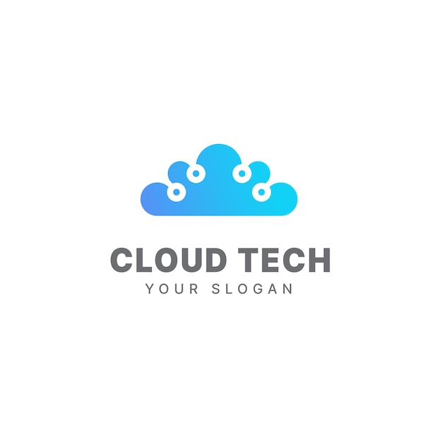 Plantilla de diseño de logotipo en la nube tecnología en la nube logotipo de tecnología datos en la nube