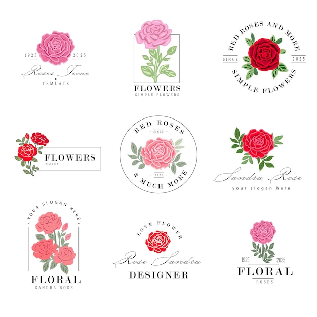 plantilla de diseño de logotipo o icono de conjunto de flores