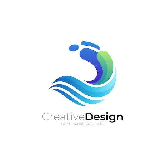 Plantilla de diseño de logotipo de onda estilo 3d Iconos de onda abstracta