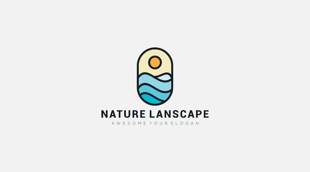 Plantilla de diseño de logotipo de paisaje natural illustrator vectorial