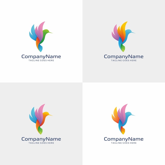 Plantilla de diseño de logotipo de pájaro colorido