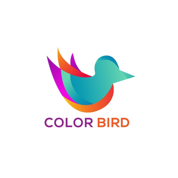 Plantilla de diseño de logotipo de pájaro colorido
