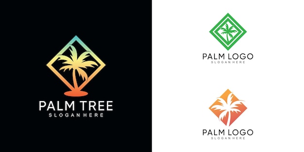Plantilla de diseño de logotipo de palmera con concepto moderno Vector Premium