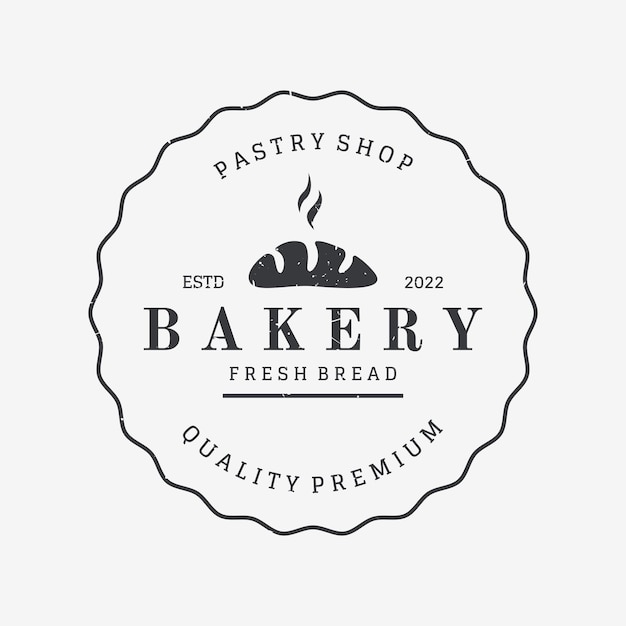 Plantilla de diseño de logotipo de pan de trigo retro Insignia para panadería panadería casera restaurante o café pastelería negocio