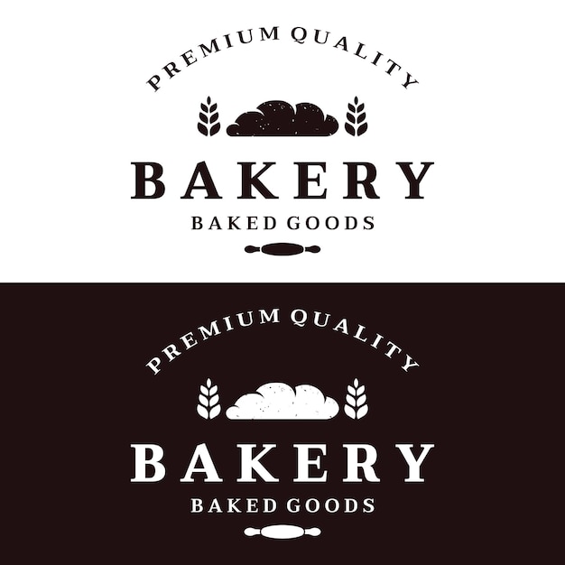 Plantilla de diseño de logotipo de pan de trigo retro Insignia para panadería panadería casera restaurante o café pastelería negocio
