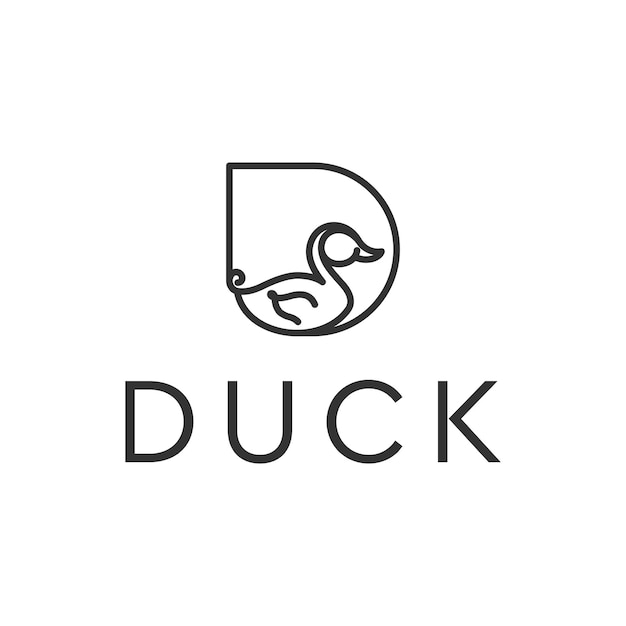 Plantilla de diseño de logotipo de pato de estilo de línea