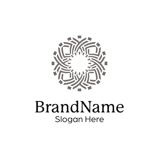 plantilla de diseño de logotipo de patrón de mandala simétrico abstracto