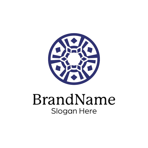 plantilla de diseño de logotipo de patrón de mandala simétrico abstracto