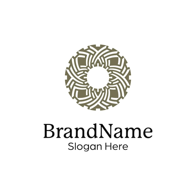 plantilla de diseño de logotipo de patrón de mandala simétrico abstracto