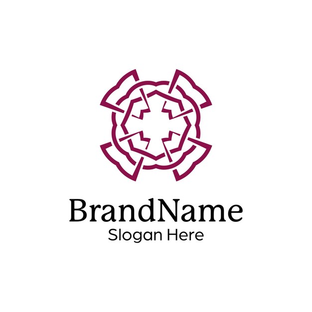 plantilla de diseño de logotipo de patrón de mandala simétrico abstracto