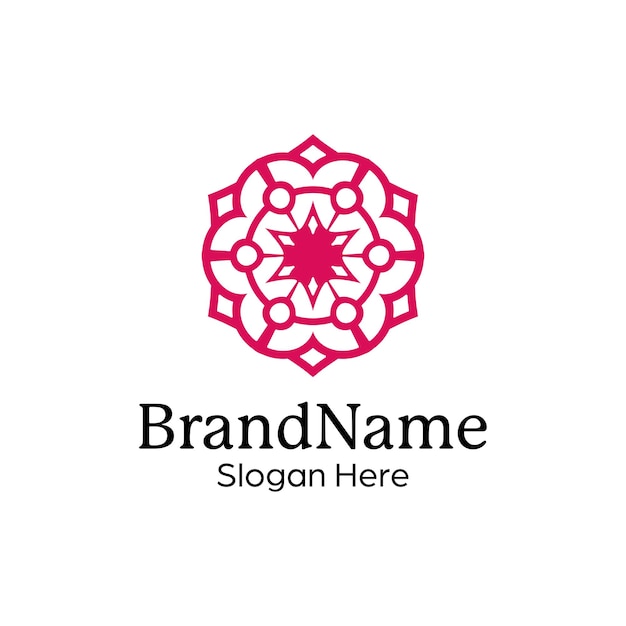 plantilla de diseño de logotipo de patrón de mandala simétrico abstracto