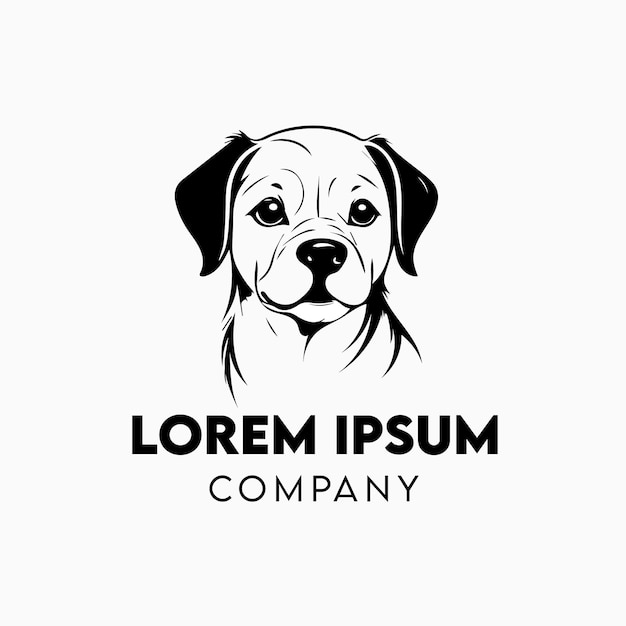Plantilla de diseño de logotipo de perro negro y blanco vectorial