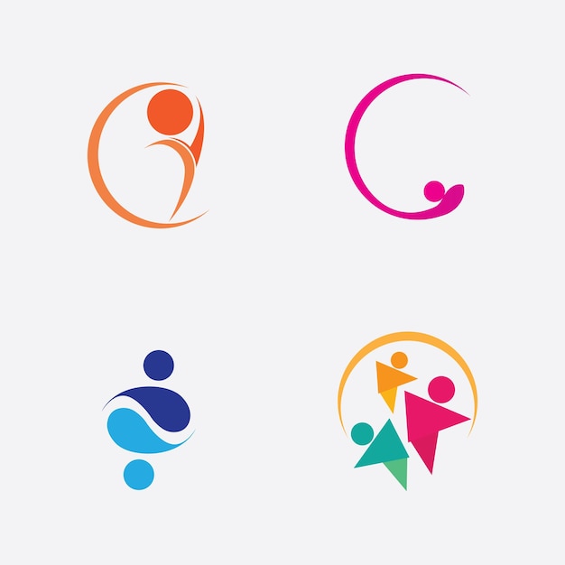Plantilla de diseño de logotipo de personas creativas con círculo Element de plantilla de Diseño de Logotipo de Vector Plano