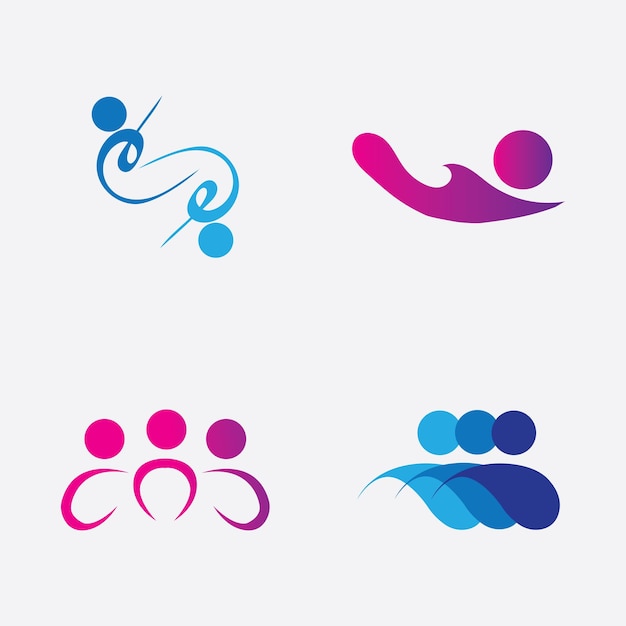 Plantilla de diseño de logotipo de personas creativas con círculoElemento de plantilla de diseño de logotipo de vector plano