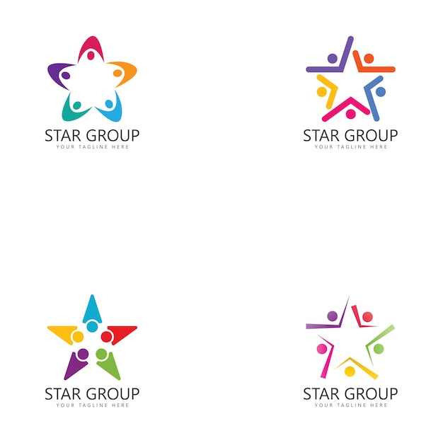 Plantilla de diseño de logotipo de personas de grupo estrella