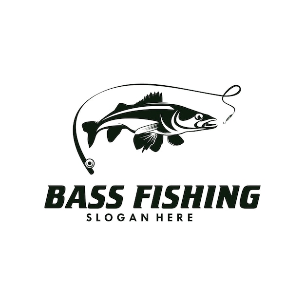 Plantilla de diseño de logotipo de pesca de lubina